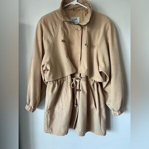 Vintage Jacqueline Ferrar Trench Coat Small Beige Tan Jacket Timeless Neutral